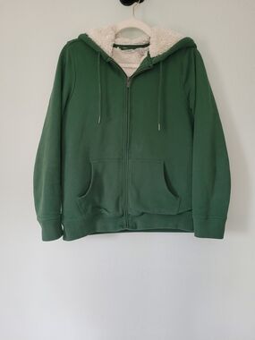 Sherpa-Lined Hoodie in Forest Green - L.L. Bean - Size Small